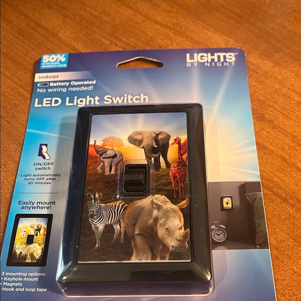 LED Light Switch with Animal Safari Design (C)